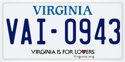 VA license plate VAI0943
