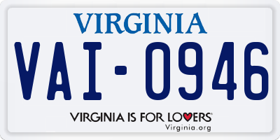 VA license plate VAI0946