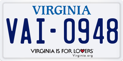 VA license plate VAI0948