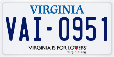 VA license plate VAI0951