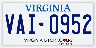 VA license plate VAI0952