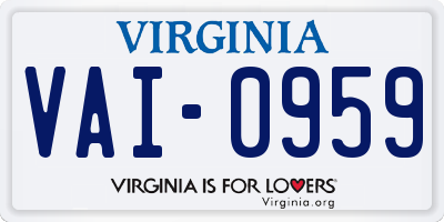 VA license plate VAI0959