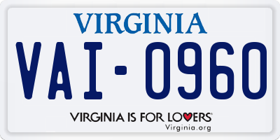 VA license plate VAI0960