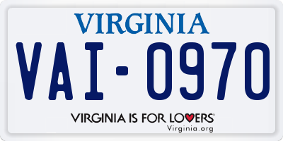 VA license plate VAI0970