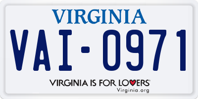VA license plate VAI0971