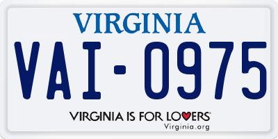 VA license plate VAI0975