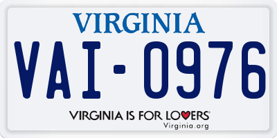 VA license plate VAI0976