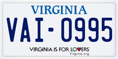VA license plate VAI0995