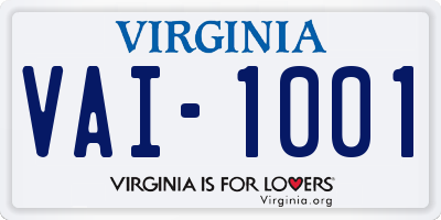 VA license plate VAI1001