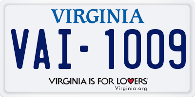 VA license plate VAI1009