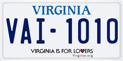 VA license plate VAI1010