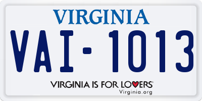 VA license plate VAI1013