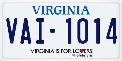VA license plate VAI1014