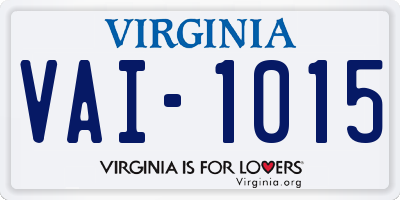 VA license plate VAI1015