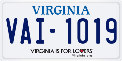 VA license plate VAI1019