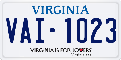 VA license plate VAI1023