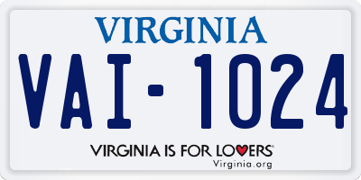 VA license plate VAI1024