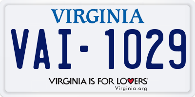 VA license plate VAI1029