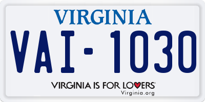 VA license plate VAI1030