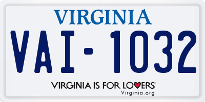 VA license plate VAI1032