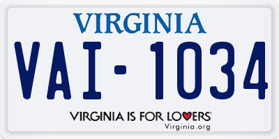 VA license plate VAI1034