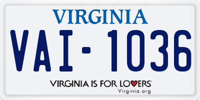 VA license plate VAI1036
