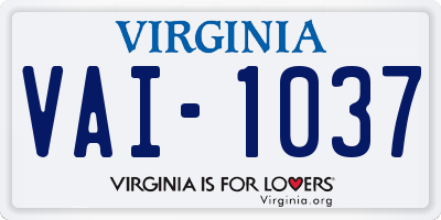 VA license plate VAI1037