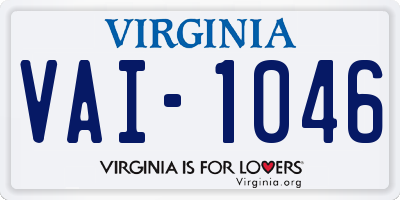VA license plate VAI1046