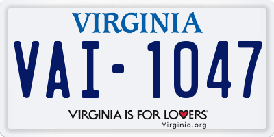VA license plate VAI1047