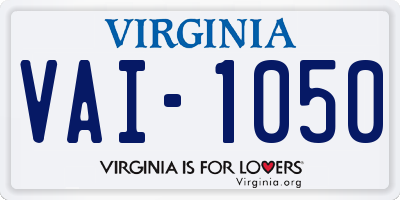 VA license plate VAI1050