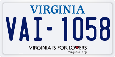 VA license plate VAI1058