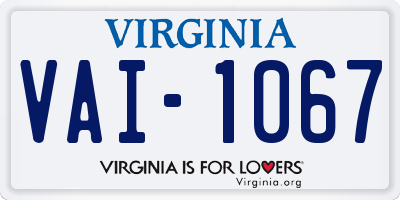 VA license plate VAI1067