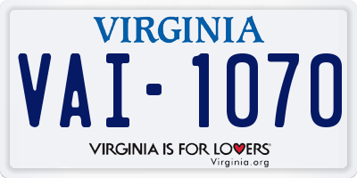 VA license plate VAI1070