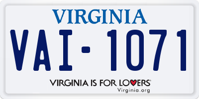 VA license plate VAI1071