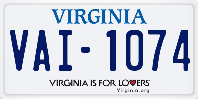 VA license plate VAI1074