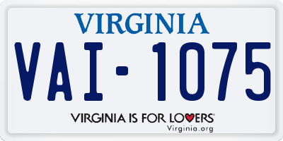 VA license plate VAI1075