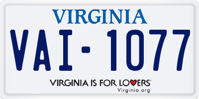 VA license plate VAI1077