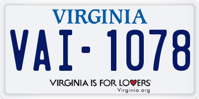 VA license plate VAI1078