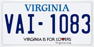 VA license plate VAI1083