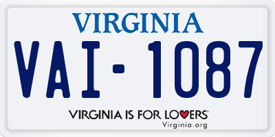 VA license plate VAI1087