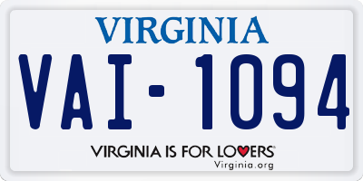 VA license plate VAI1094