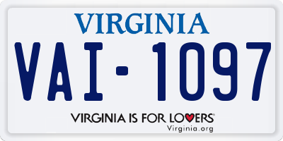 VA license plate VAI1097