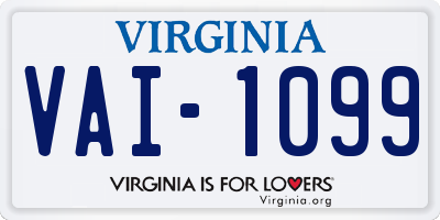 VA license plate VAI1099