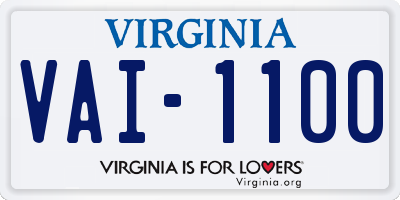 VA license plate VAI1100