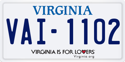 VA license plate VAI1102