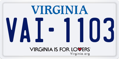 VA license plate VAI1103