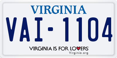 VA license plate VAI1104