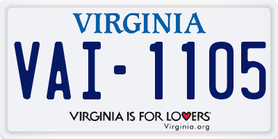 VA license plate VAI1105