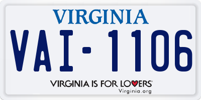 VA license plate VAI1106