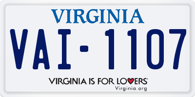 VA license plate VAI1107